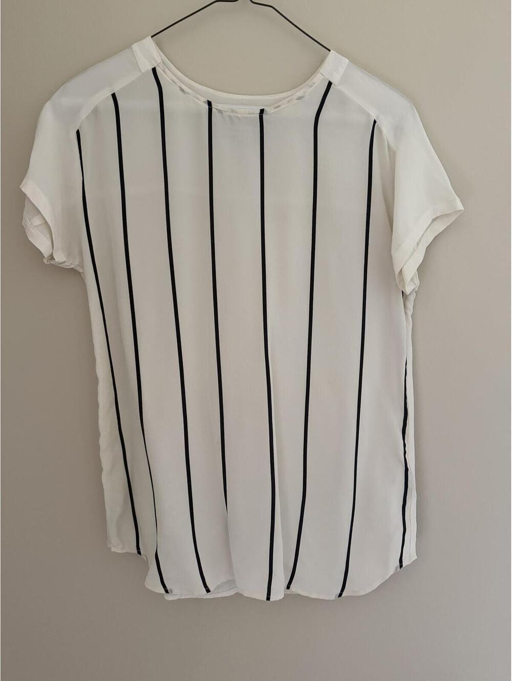 100% silk, XS Broadway & Broome black & cream top